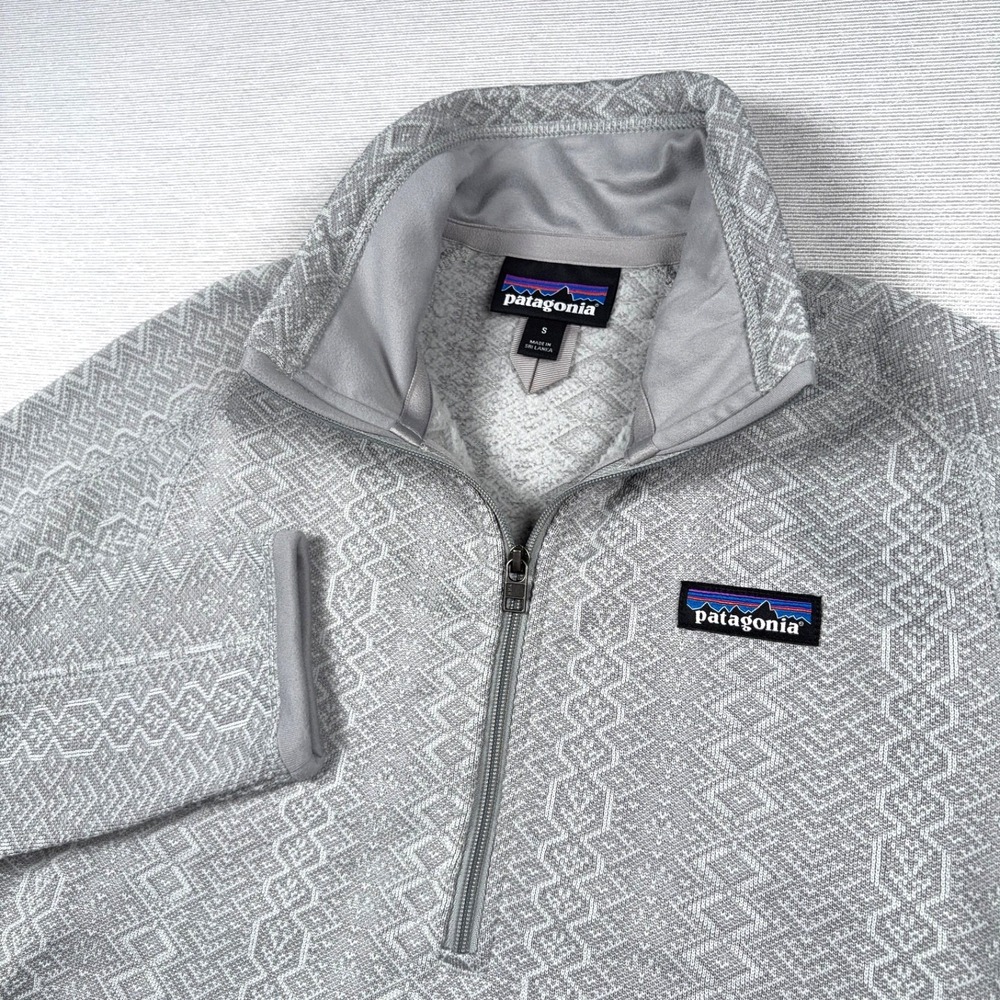 Patagonia Better Sweater 1/4 Zip Pullover Womens Size S Gray Geometric Polyester